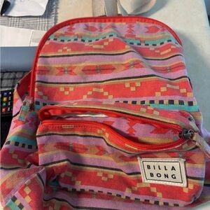 Billabong Pink and Orange Geometric Backpack
